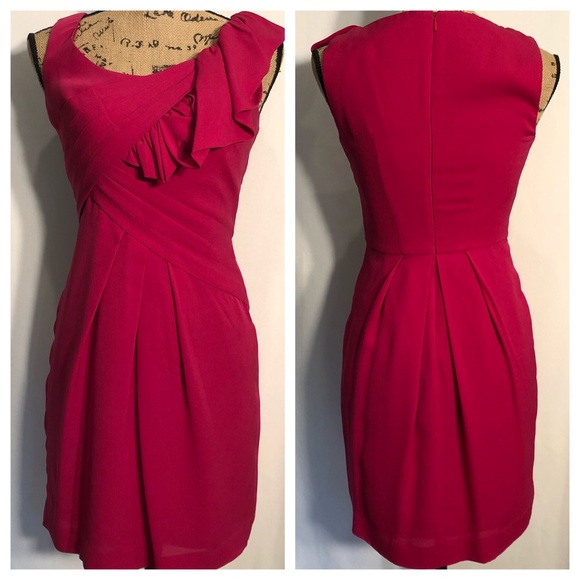BCBGMaxAzria Dresses & Skirts - BCBGMaxAzria Silk Fuchsia Cocktail Dress LIKE NEW